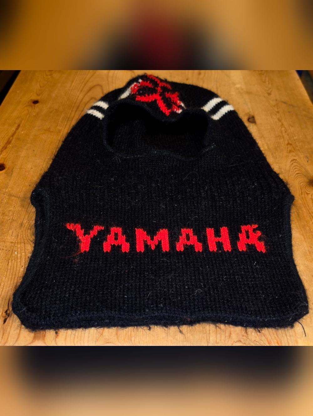 Vintage Yamaha Racing Knit Snowmobile Facemask 80s Ski Mask Cap Balaclava Hat
